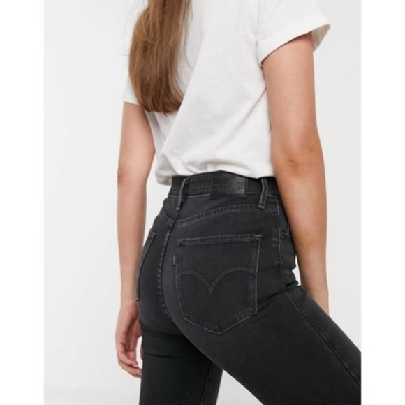 Levi's Denim - Levi's 711 Distressed Mid Rise Skinny Jeans Black